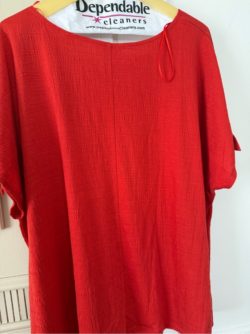 Max Studio Burnt Orange Textured Short-Sleeve Tunic with Sleeve Tie - Picture 2 of 4